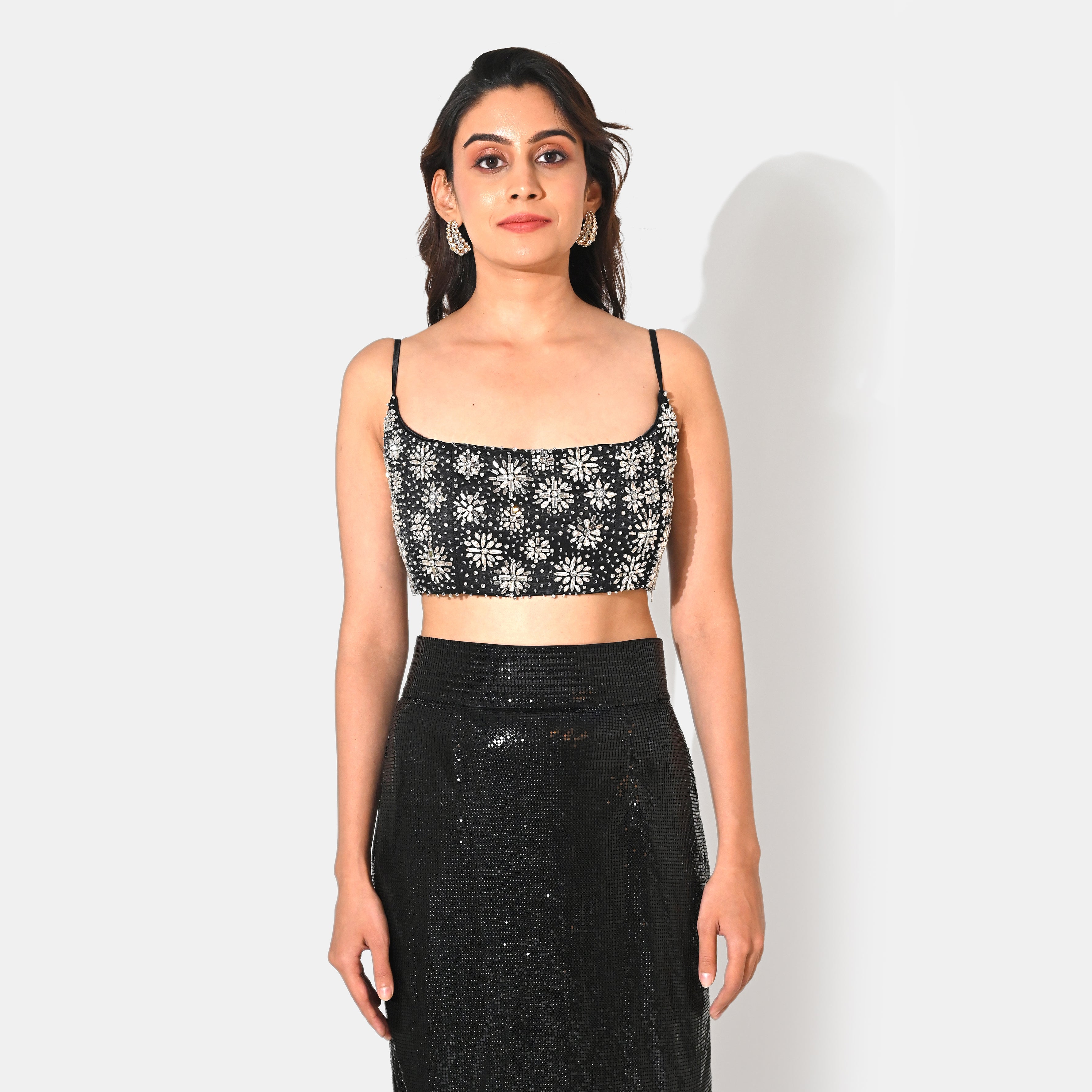 ASTRA CRYSTAL BLACK BRALETTE TOP