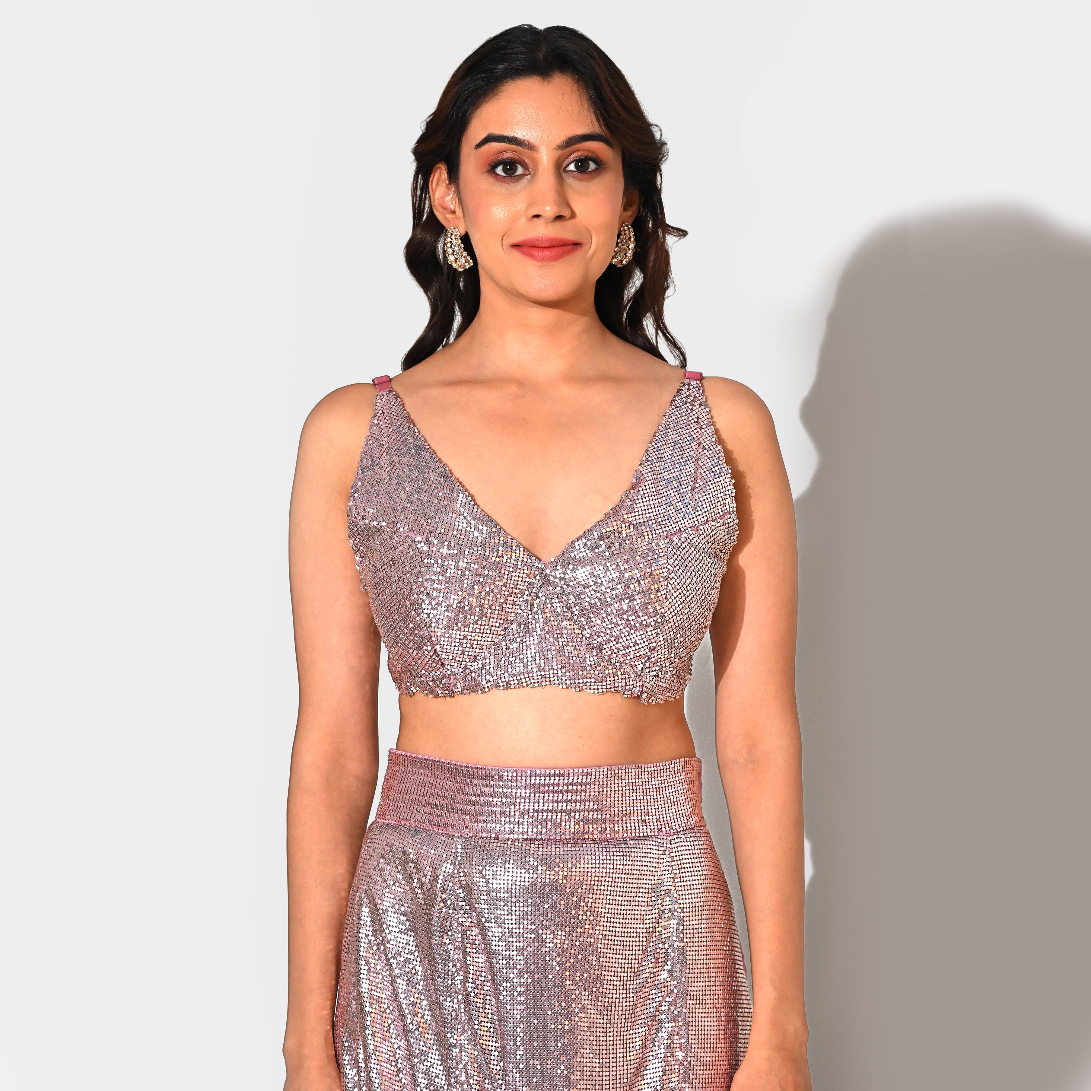 COCO ROSE METALLIC ROSE CHAINMAIL CO-ORD SET