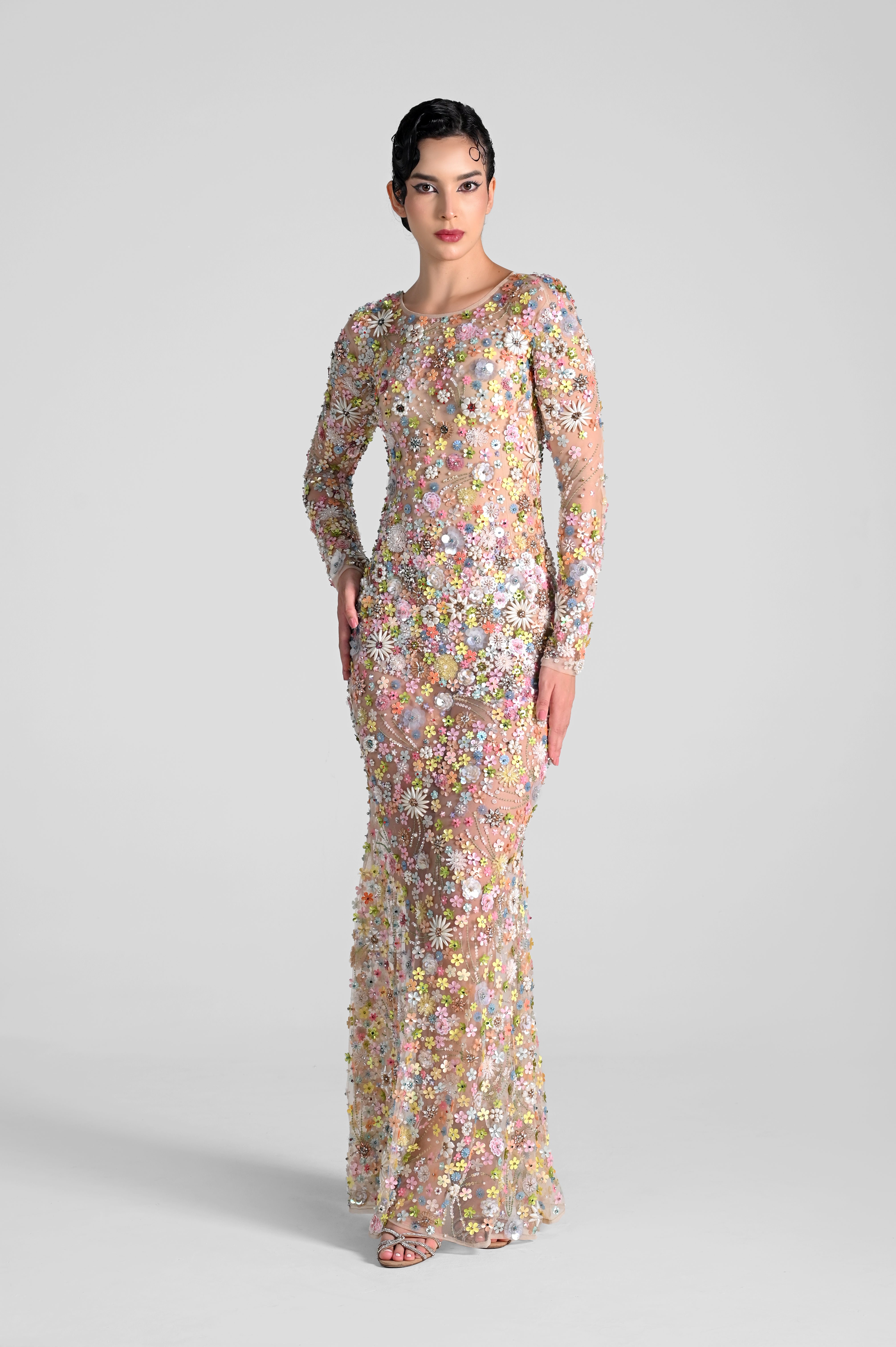 MARYLIN FLORAL EMBELLISHED GOWN