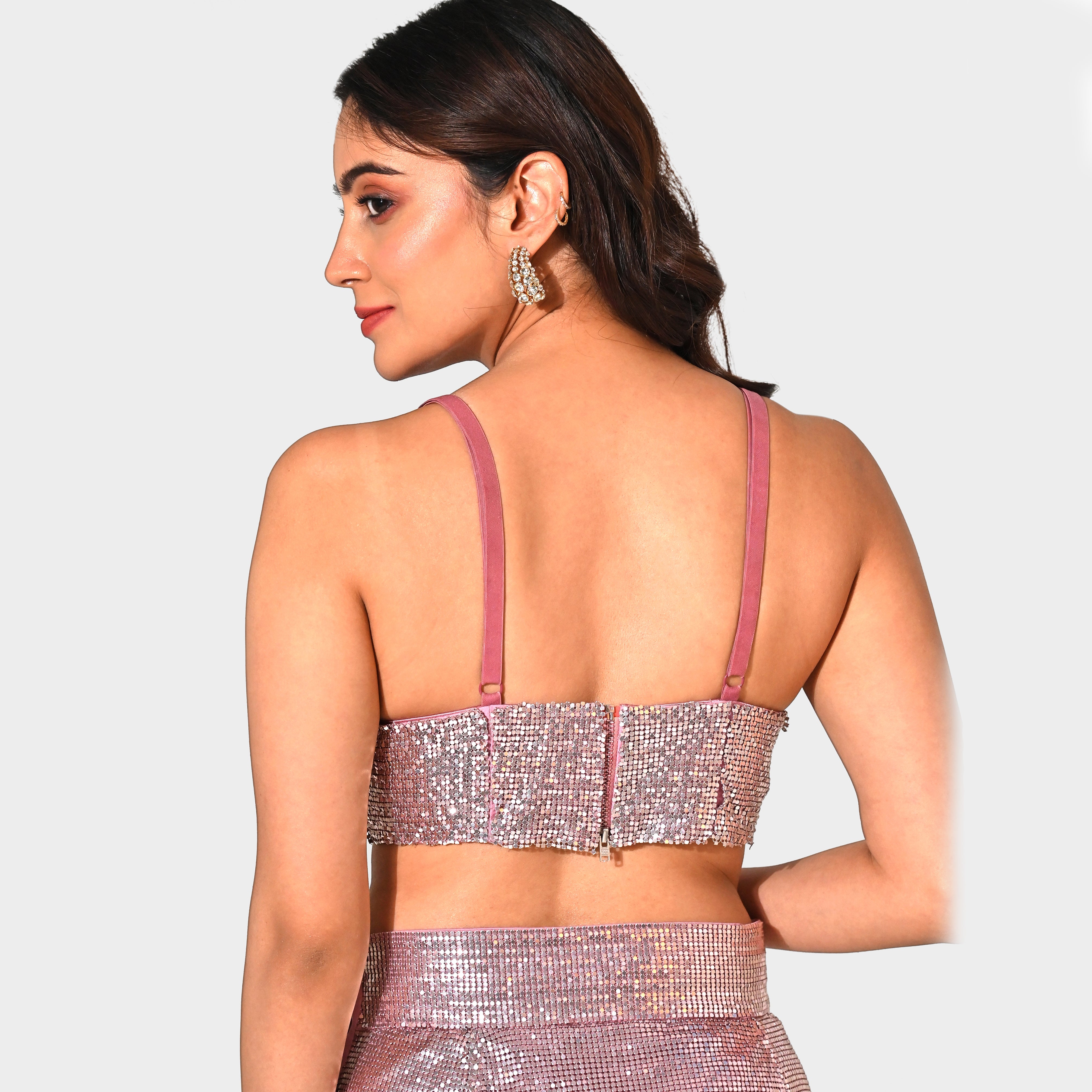 COCO ROSE METALLIC ROSE CHAINMAIL CO-ORD SET