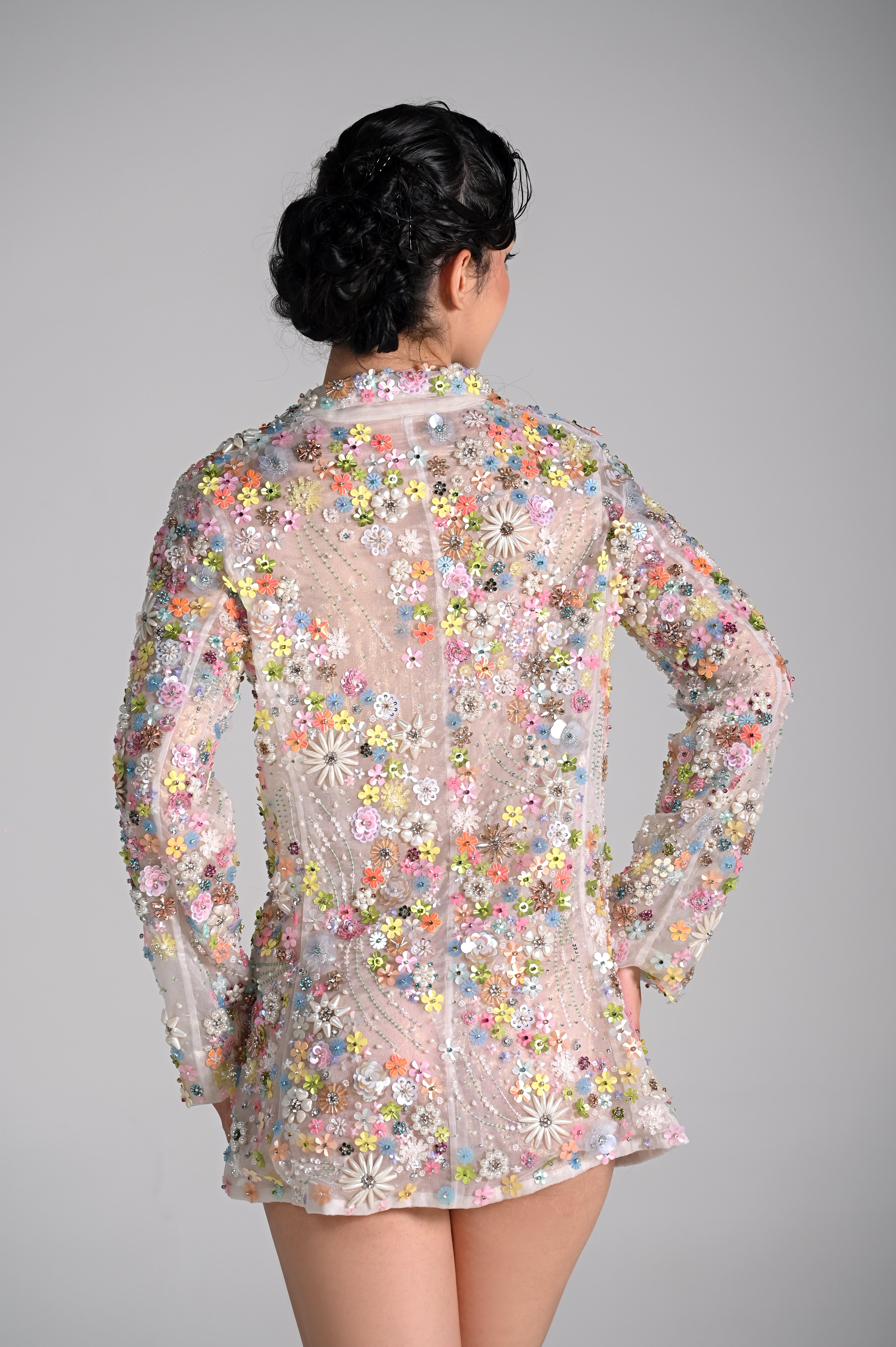 MARYLIN FLORAL EMBELLISHED BLAZER DRESS