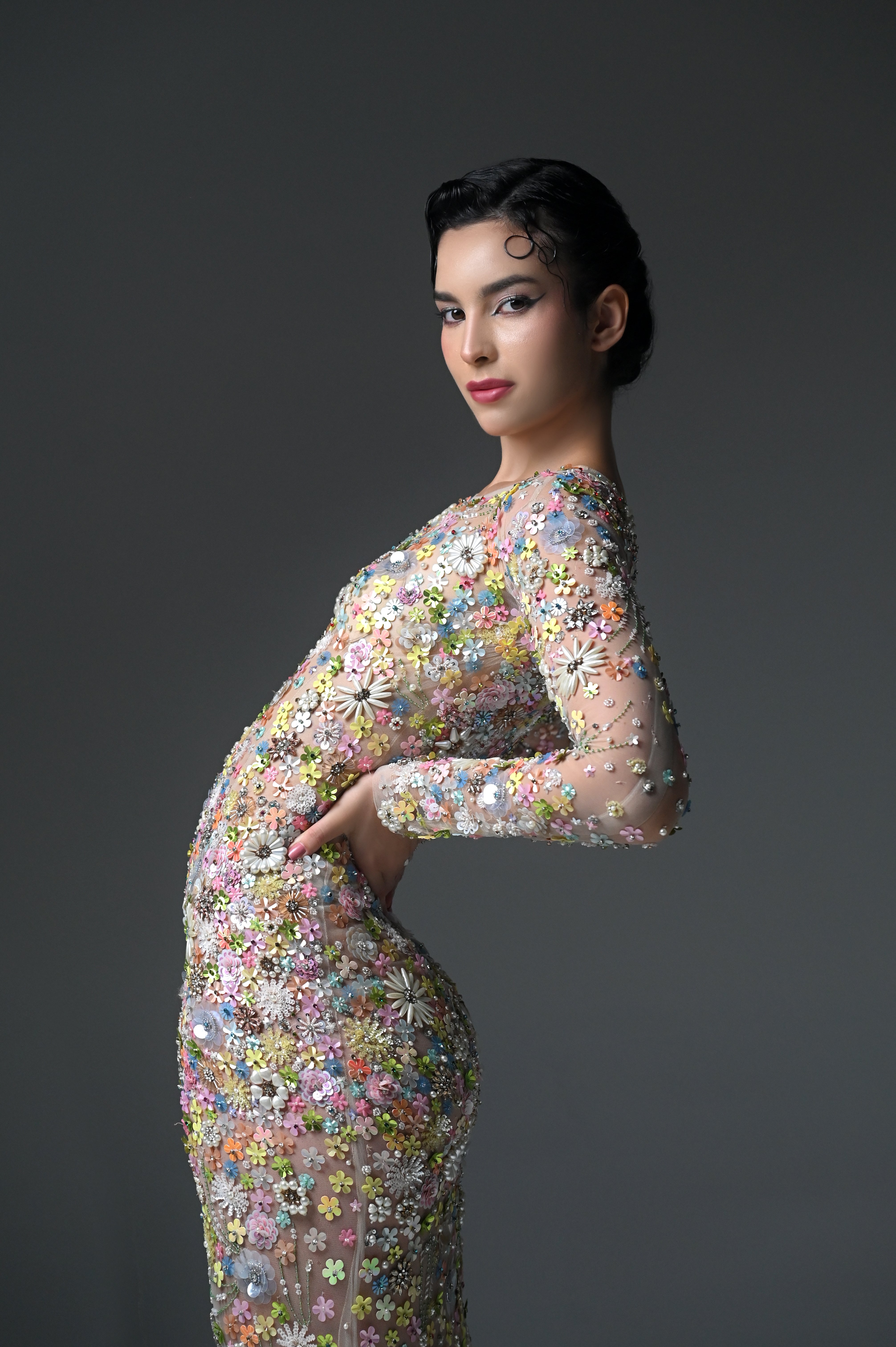 MARYLIN FLORAL EMBELLISHED GOWN