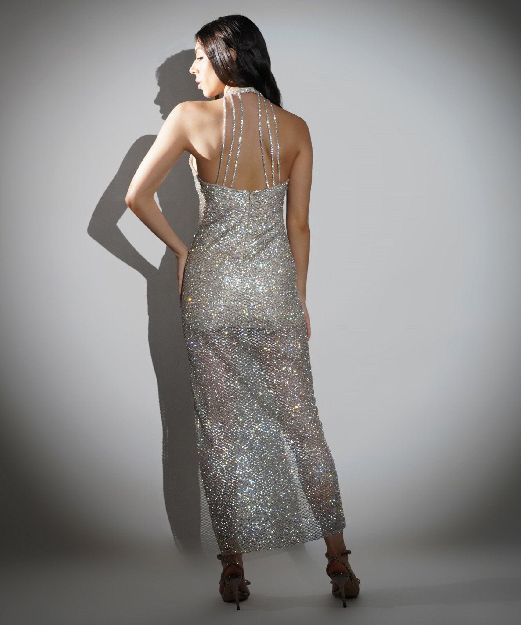 CELESTE RHINESTONE EMBELLISHED MAXI DRESS