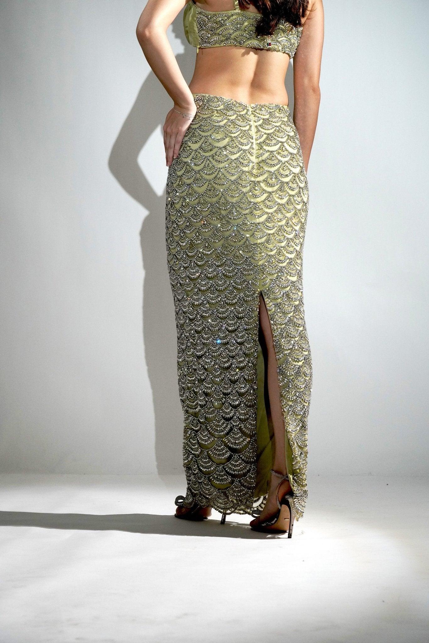 SERENA MATCHA GREEN CRYSTAL EMBELLISHED CO-ORD SET