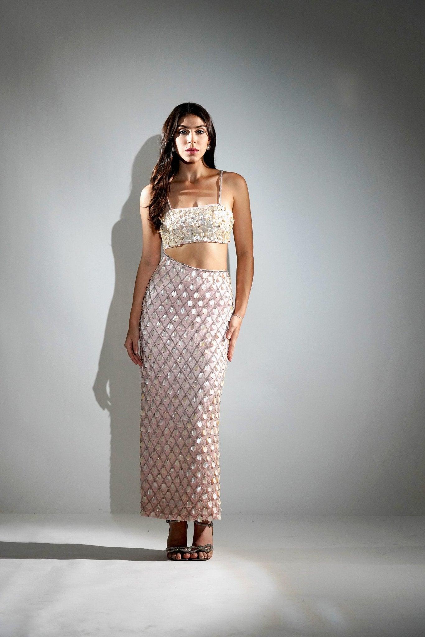 MADELINE SALMON PEACH PEARL MAXI DRESS