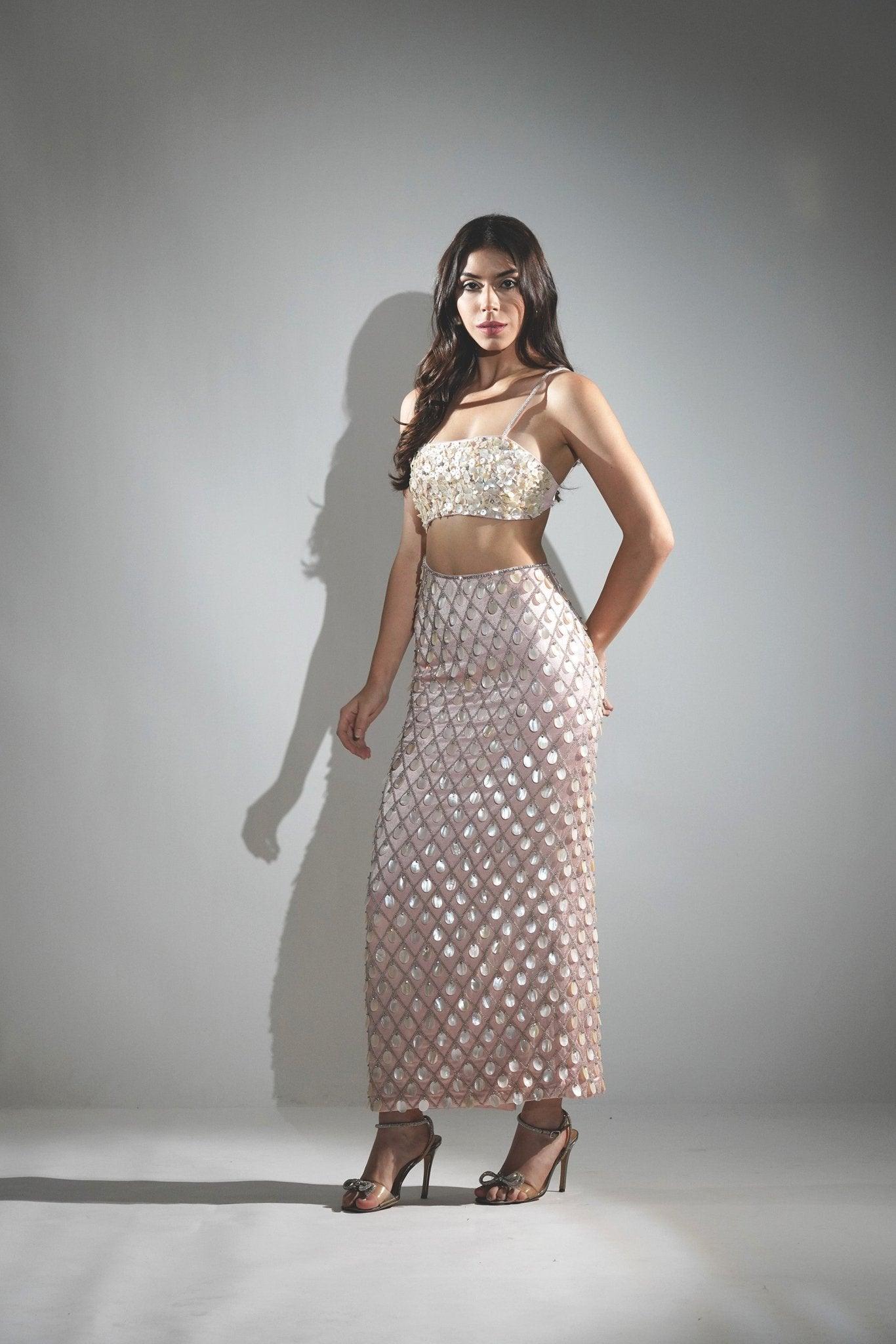MADELINE SALMON PEACH PEARL MAXI DRESS