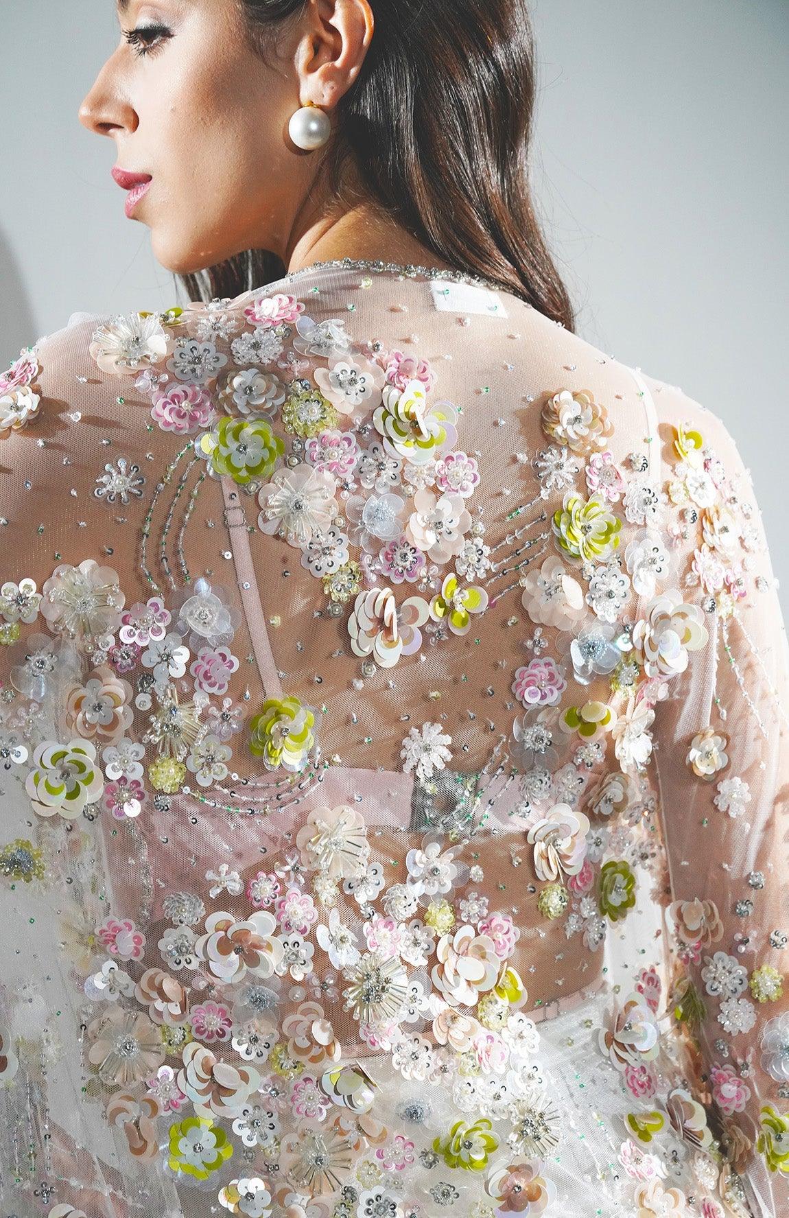 EDEN 3D FLORAL EMBROIDERY  FLOWER CAPE
