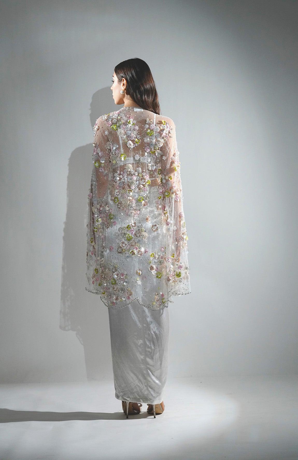 EDEN 3D FLORAL EMBROIDERY  FLOWER CAPE
