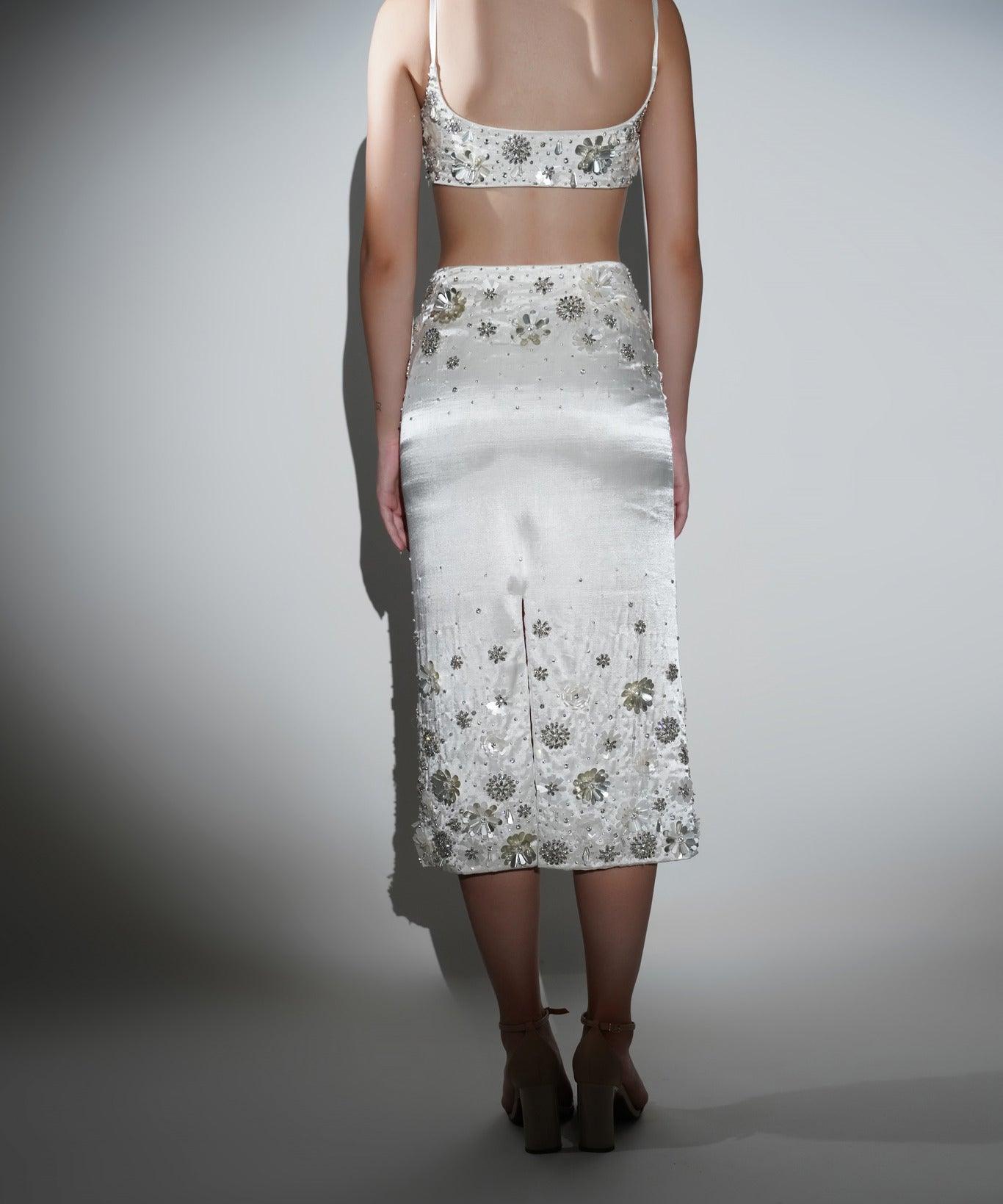CHARLOTTE WHITE FLORAL SEQUIN EMBELLISHED CO-ORD SET