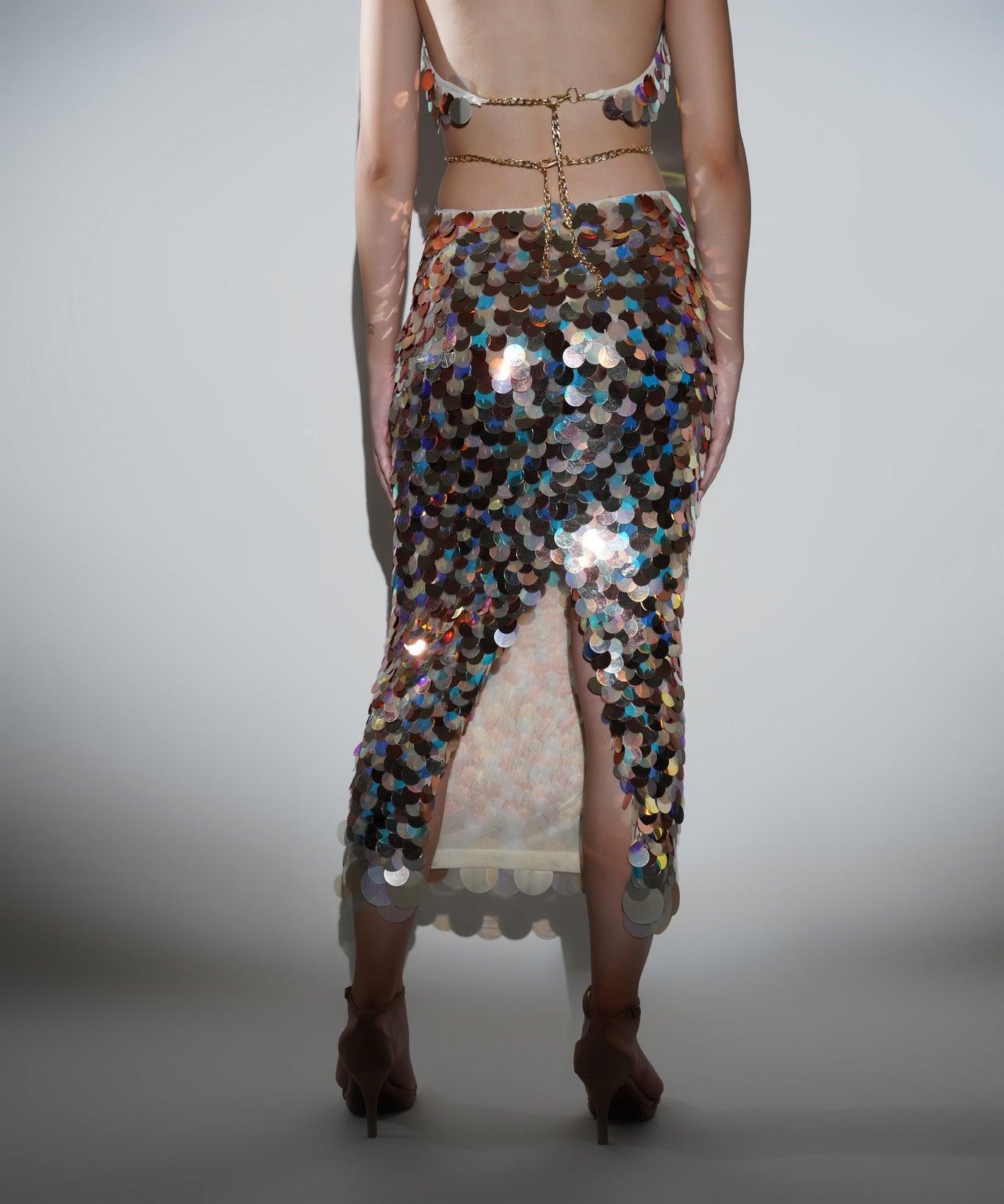 ISLA METALLIC SEQUIN HALTER CO-ORD SET