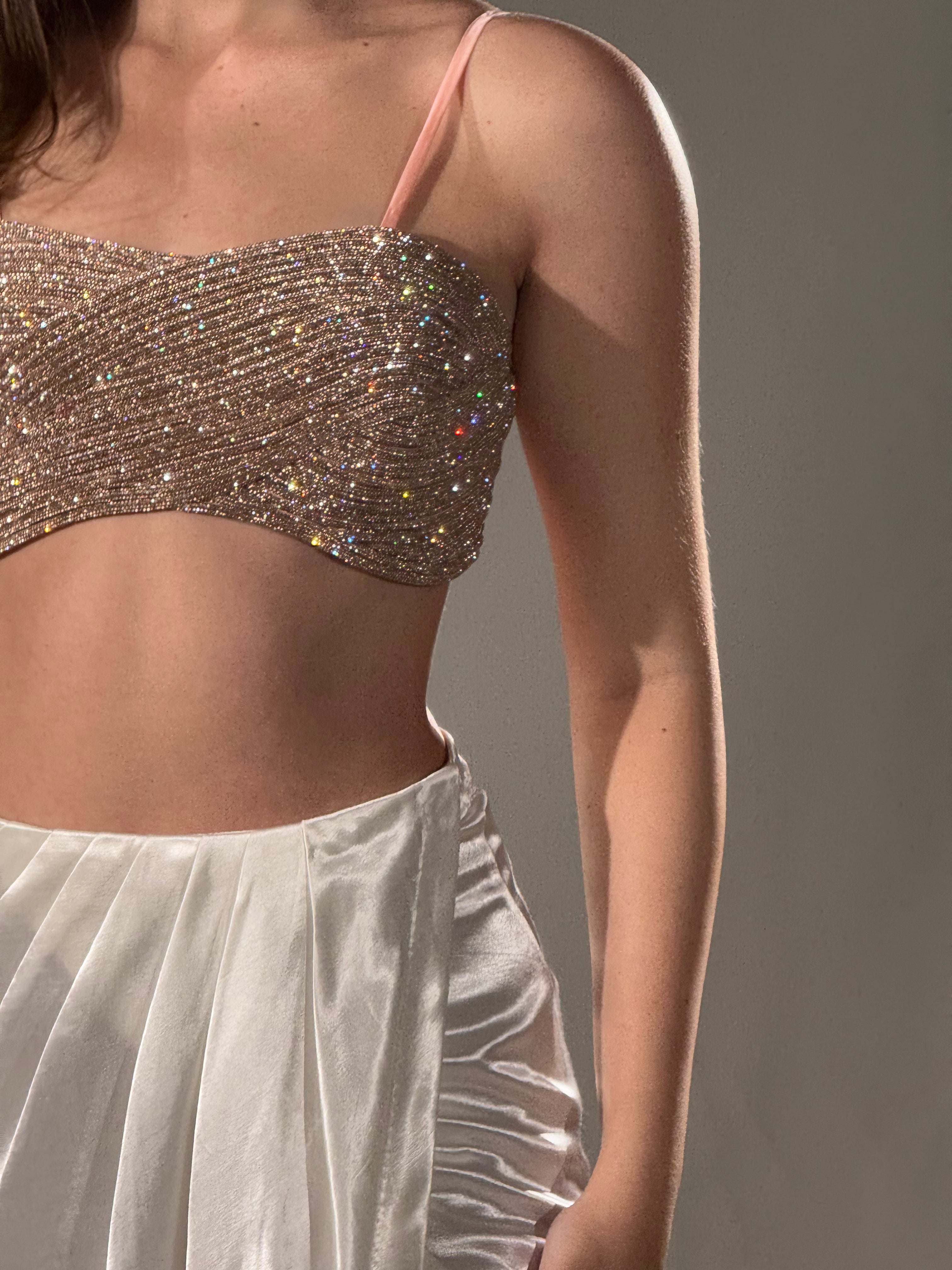 ELLIANA RHINESTONE EMBELLISHED ROSEGOLD BRALETTE