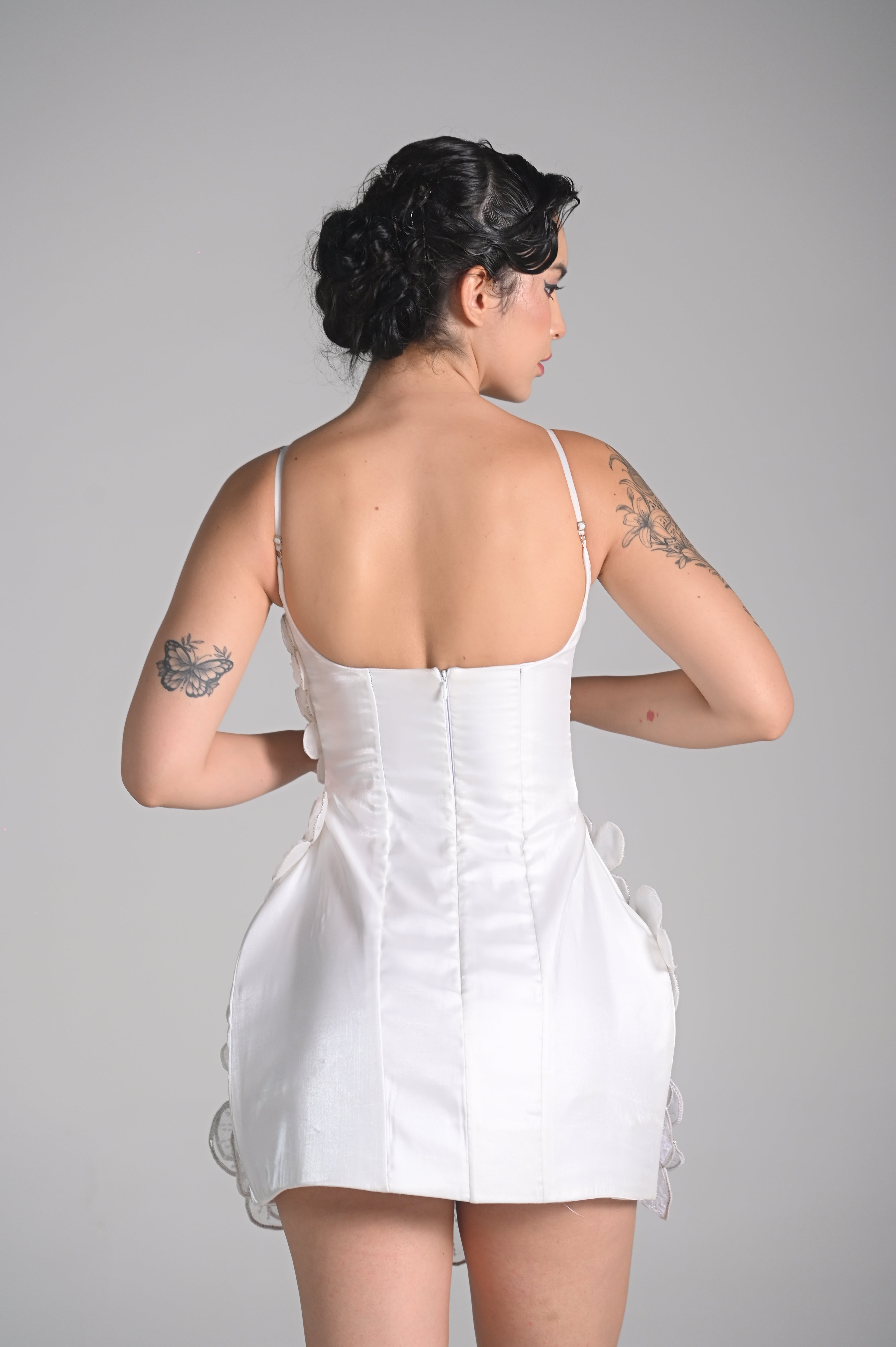 CAMILLE IVORY PETAL MINI DRESS