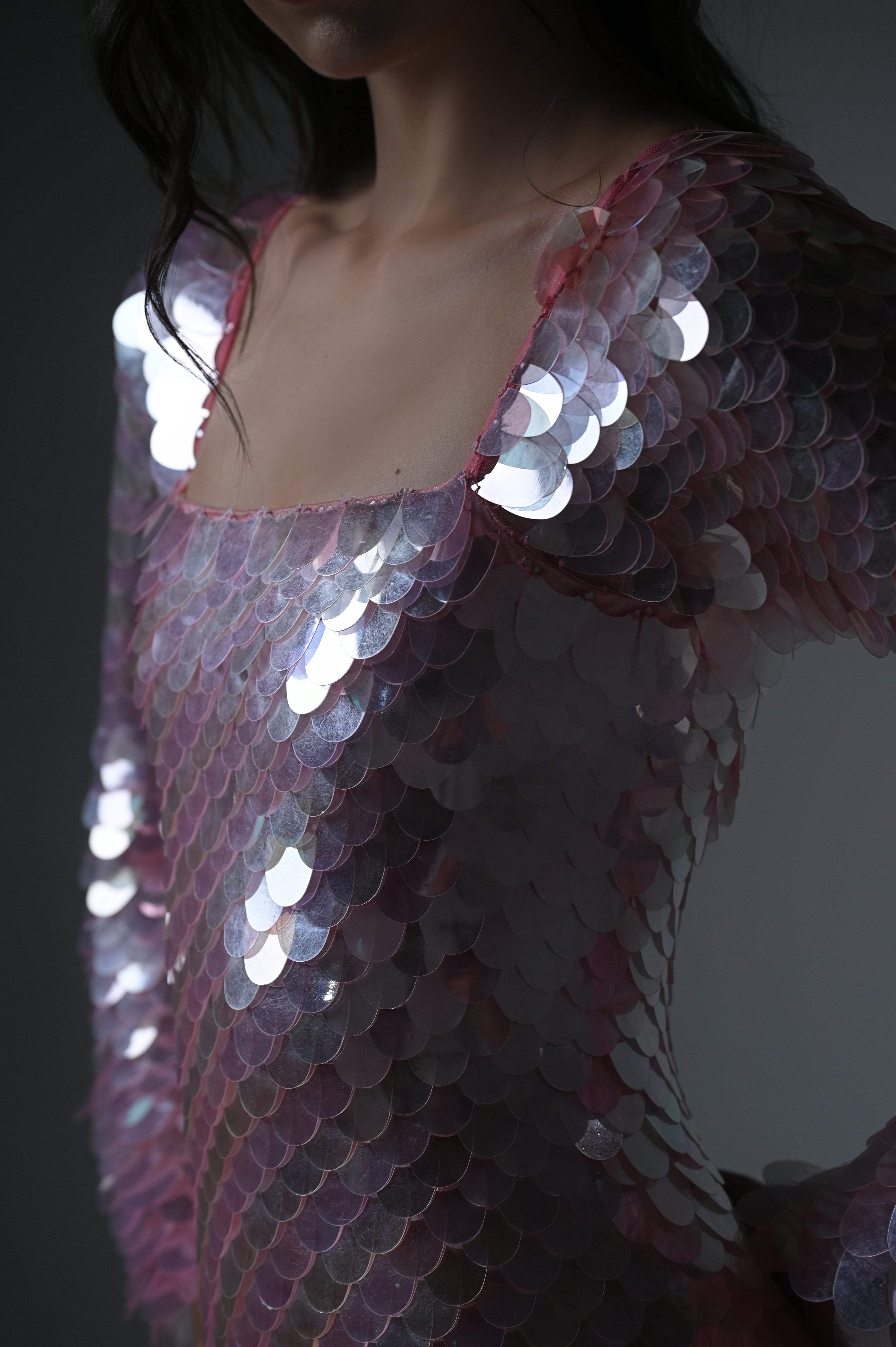 ANASTASIA PINK HOLOGRAPHIC MINI DRESS WITH SLEEVE