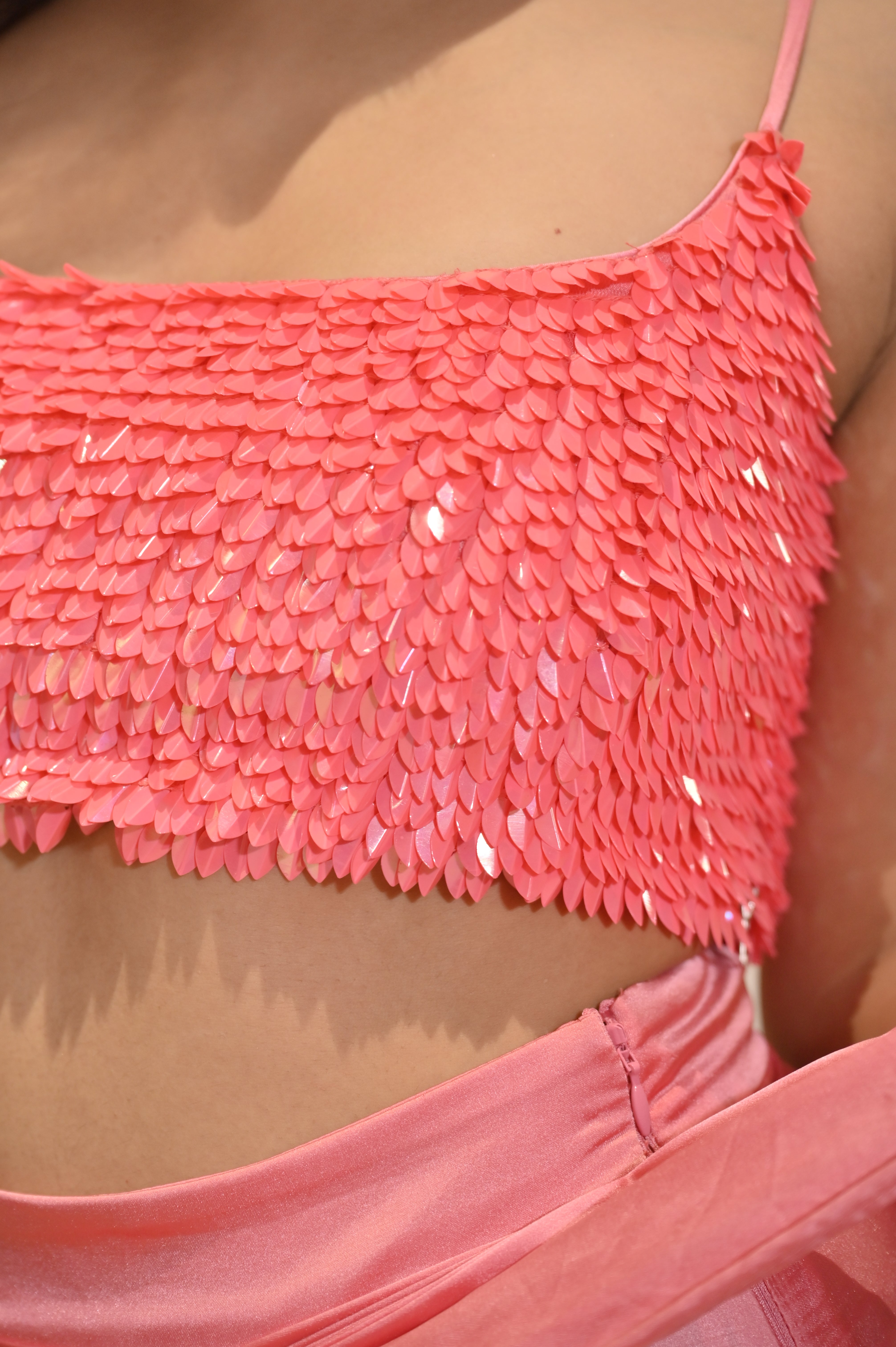 PEARL HOT PINK SEQUIN CROP TOP