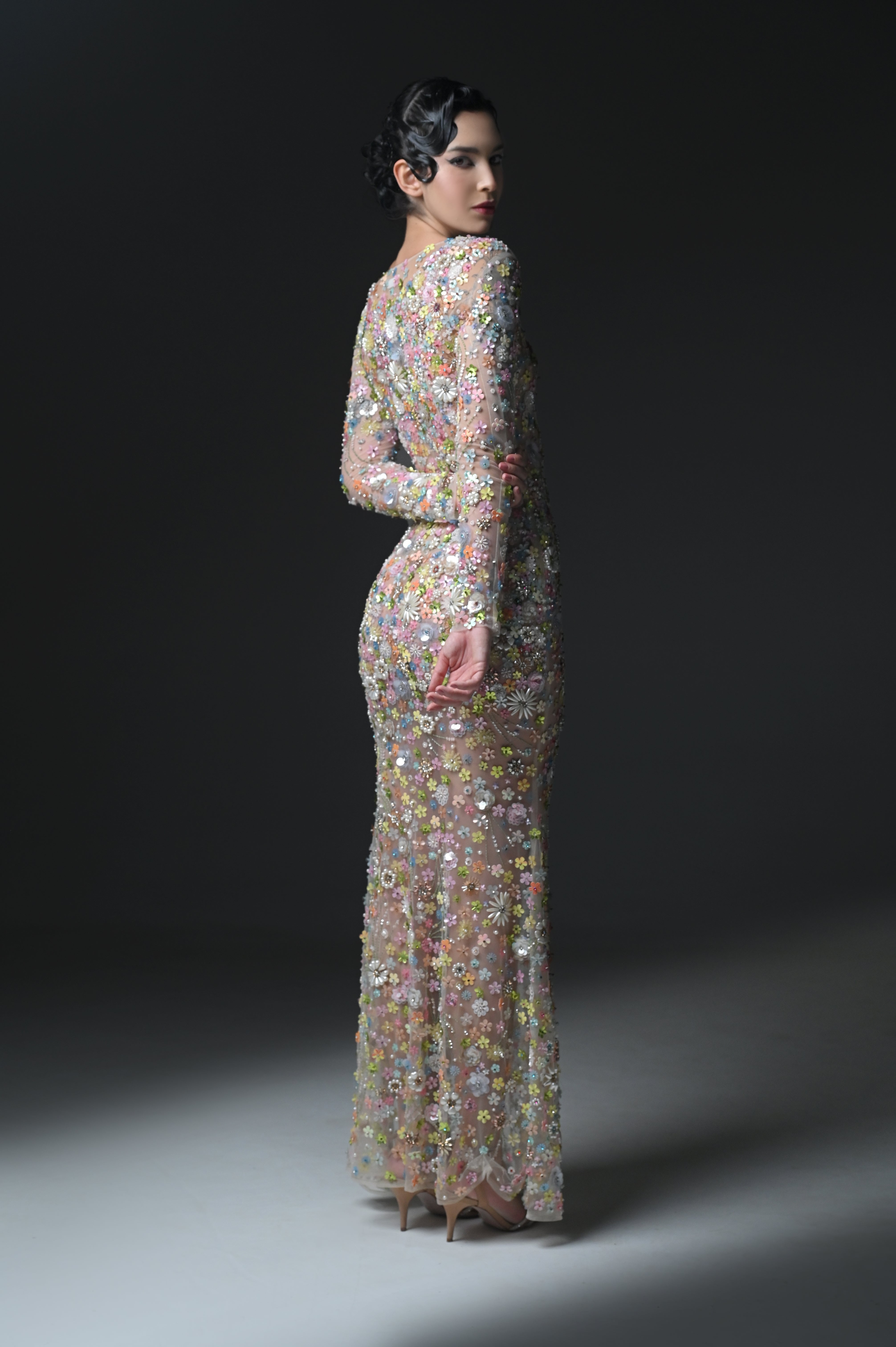 MARYLIN FLORAL EMBELLISHED GOWN