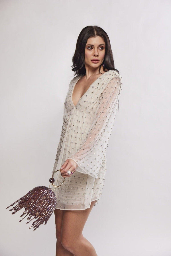 Delilah crystal-embellished mini dress